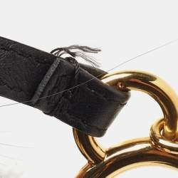 Pre Owned Fendi  Black Leather and Fox Fur Hypnoteyes Bag Charm 