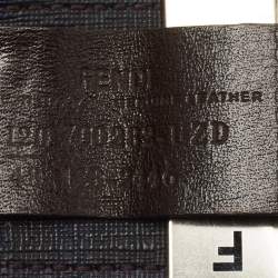 Pre Owned Fendi Tobacco/Blue Zucca Coated Canvas FF Plague Reversible Belt 120CM
