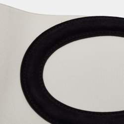 Pre Owned Fendi White/Black Suede and Elastic Wide Waist Belt 80CM