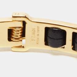 Pre Owned Fendi Leather Gold Tone Bracelet S