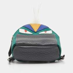 Fendi Multicolor Leather, Fur and Nylon Micro Monster Backpack Bag Charm