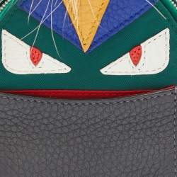 Fendi Multicolor Leather, Fur and Nylon Micro Monster Backpack Bag Charm