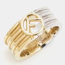 Pre Owned Fendi F is Fendi Two Tone Band Ring Size 52