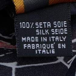 Fendi Black Abstract Printed Silk Scarf