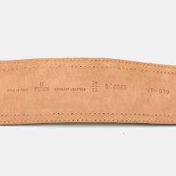Pre Owned Fendi Gold Patent Leather Buckle B Waist Belt 70CM