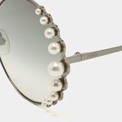 مملوكة مسبقًا Fendi Gunmetal Tone/Grey Gradient Studded FF0259S Round Sunglasses