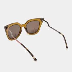 Pre Owned Fendi Khaki Green/Orange Iridia Cat Eye Sunglasses