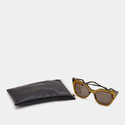 Pre Owned Fendi Khaki Green/Orange Iridia Cat Eye Sunglasses