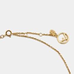 Pre Owned Fendi F is Fendi Crystals Gold Tone Chain Necklace