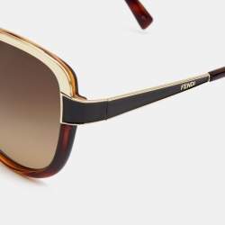 Pre Owned Fendi Brown/Gold Metal Frame Gradient Sunglasses