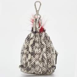 Fendi Multicolor Watersnake Leather and Fur Micro Monster Backpack Bag Charm