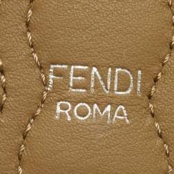Pre Owned Fendi White/Pink Scalloped Leather Spike Studded Shoulder Strap