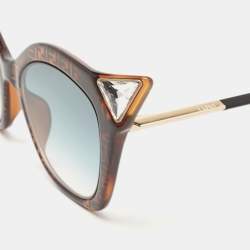 Pre Owned Fendi Dark Brown FF Iridia Crystals Cat Eye Sunglasses