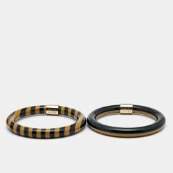 Pre Owned Fendi Resin Gold Tone Bracelet Set of 2