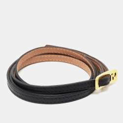 مملوكة مسبقًا Fendi Black Leather Wrap Logo Bracelet
