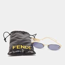 Fendi Gold/Black Acetate FE4075US Rectangle Sunglasses