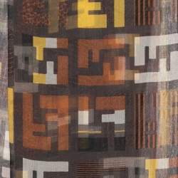Pre Owned Fendi Brown FF Logo Print Silk Stole