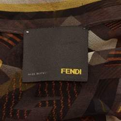 Pre Owned Fendi Brown FF Logo Print Silk Stole