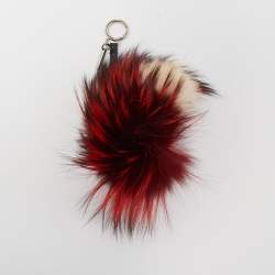 Pre Owned Fendi Mulitcolor Fox Fur and Leather Eye Studded Cube Monster Bag Charm