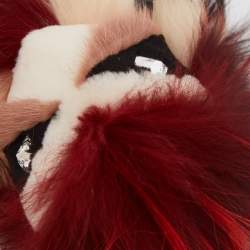 Pre Owned Fendi Mulitcolor Fox Fur and Leather Eye Studded Cube Monster Bag Charm
