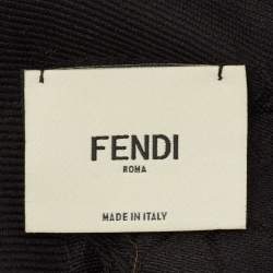 Pre Owned Fendi Black Fox Fur Applique Detail Silk & Wool Karlito Shawl
