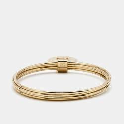 Pre Owned Fendi Identification Gold Tone Bangle Bracelet