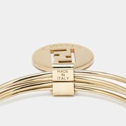Pre Owned Fendi Identification Gold Tone Bangle Bracelet
