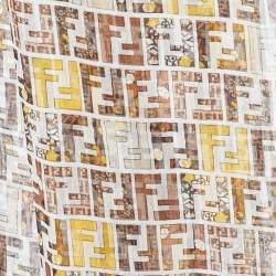 Fendi Cream Logo Monogram Printed Silk Scarf