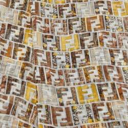 Fendi Cream Logo Monogram Printed Silk Scarf