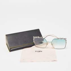 مملوكة مسبقًا Fendi Ombre Green Gradient FF 0259/S Embellished Oversized Sunglasses