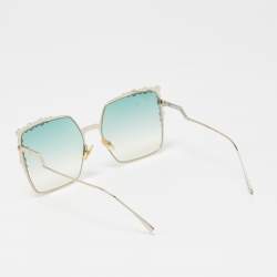 مملوكة مسبقًا Fendi Ombre Green Gradient FF 0259/S Embellished Oversized Sunglasses