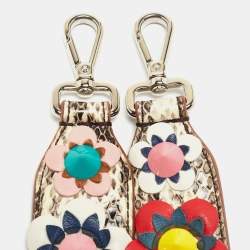 Pre Owned Fendi Multicolor Floral Applique Leather and Watersnake Shoulder Bag Strap