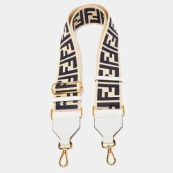 Fendi White/Black Zucca Canvas and Leather Strap You Adjustable Shoulder Bag Strap