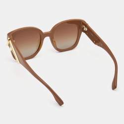 Pre Owned Fendi Brown/Black FF400981Logo Rectangular Sunglasses