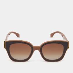 Pre Owned Fendi Brown/Black FF400981Logo Rectangular Sunglasses