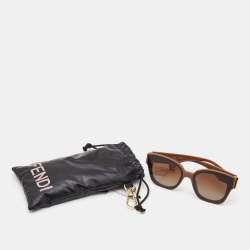 Pre Owned Fendi Brown/Black FF400981Logo Rectangular Sunglasses
