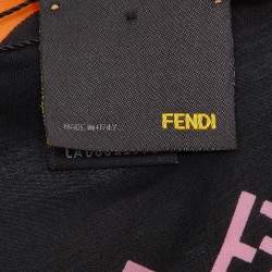 Pre Owned Fendi Black Monogram Printed Silk Scarf