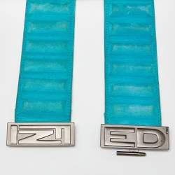Pre Owned Fendi Blue Suede Buckle Waist Belt 75CM