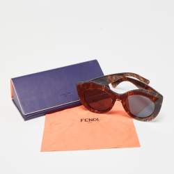 Pre Owned Fendi Brown/Black Zucca FF360/G/S Cat Eye Sunglasses