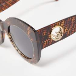 Pre Owned Fendi Brown/Black Zucca FF360/G/S Cat Eye Sunglasses