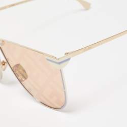 Pre Owned Fendi Gold/Pink FF 0467/S Fabulous Shield Sunglasses