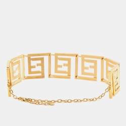 Fendi x Versace Fendace Gold Tone Choker Necklace