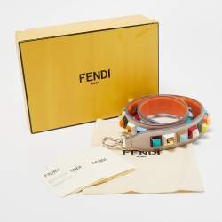 Pre Owned Fendi Grey Leather Studded Strap You Shoulder Bag Strap