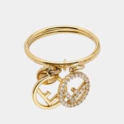 Pre Owned Fendi F is Fendi Double Charm Gold Tone Ring Size 58