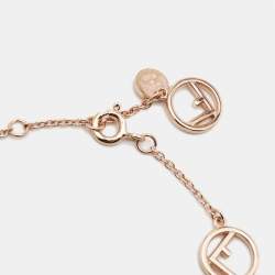 Fendi F is Fendi Gold Tone Crystal Logo Station Bracelet