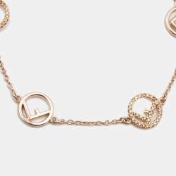 Fendi F is Fendi Gold Tone Crystal Logo Station Bracelet