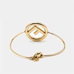 Pre Owned Fendi F is Fendi Gold Tone Narrow Bangle Bracelet