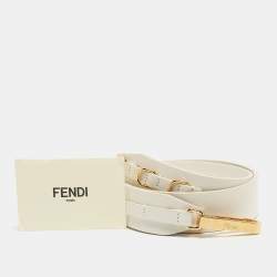 Pre Owned Fendi White Leather Shoulder Strap