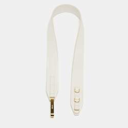 Pre Owned Fendi White Leather Shoulder Strap