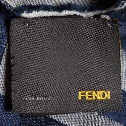 Fendi Navy Blue Logo Jacquard Stole 